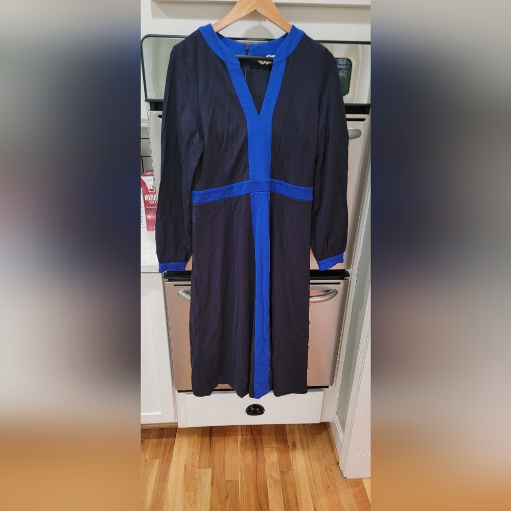 Boden Blue Dress with Royal Blue Trim